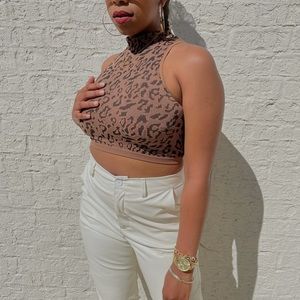 Crop Top | Cheetah Print | Turtle Neck